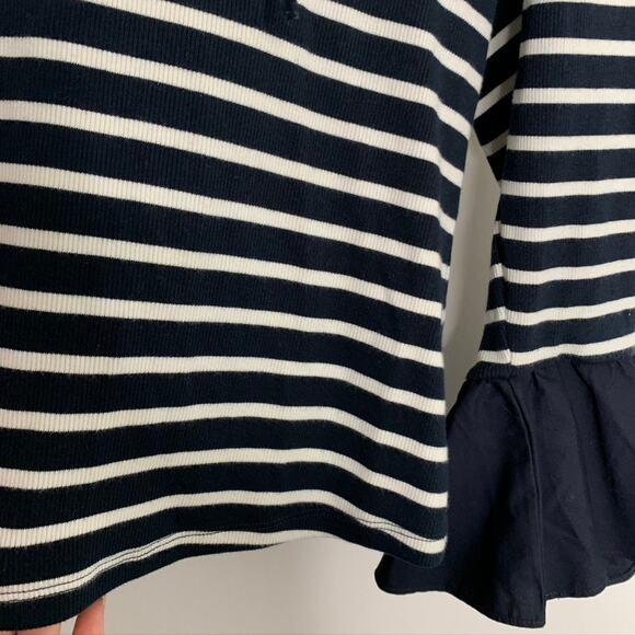 Anne Fontaine Coquillage Striped Bell-Sleeve Ruffle Top - Picture 7 of 16